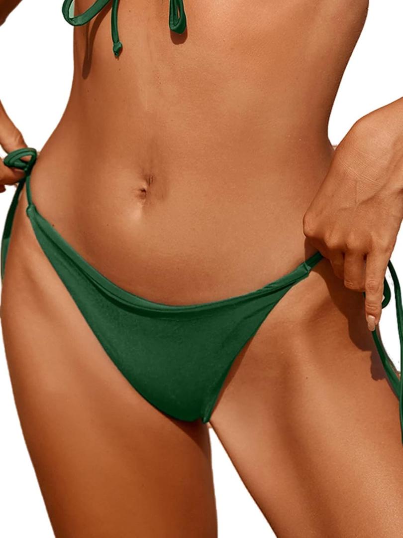 Rajputana Women's Tie Side Solid Bikini Bottom String Sexy Brazilian Bathing Suits Bottoms , Medium