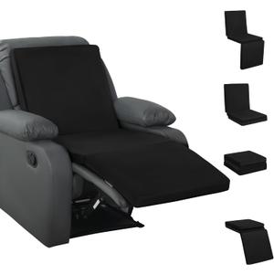 HOMBYS 3-in-1 Recliner Seat Cushion with Lumbar Support Pillow & Footrest, Multi-Functional Adjustable Height 2" to 6" for You to Choose, Non-Slip Foam Chair Cushion for Elderly, Black