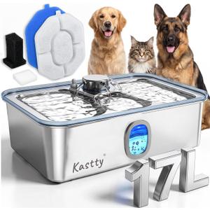 Kastty 17L/4.5Gal Large Dog Water Fountain Stainless Steel for Multi-Pet