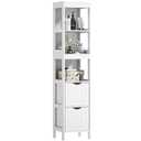 HOMCOM Narrow Bathroom Storage Cabinet, Bathroom Cabinet with 2 Drawers & 3 Open Shelves, Freestanding Slim Bathroom Floor Cabinet for Small Spaces, White