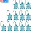 Sea Turtles Shower Curtain Hooks Rings for Bathroom, Metal Shower Curtain Hanger Hooks, Decorative Bath Room Accessories Set,Tropical Beach Fashion Theme Bathroom Decor