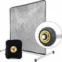 Kapler 7x7FT Baseball & Softball Pitching Screen with Wheels | Rolling Protective Screen with Double Layer Netting and Portable Steel Frame