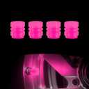 WZP 4PCS Luminous Tire Valve Stem Caps, Fluorescent Valve Stem Caps, Universal Auto Accessories for Car, Truck, Motorcycles, Bike (Pink)