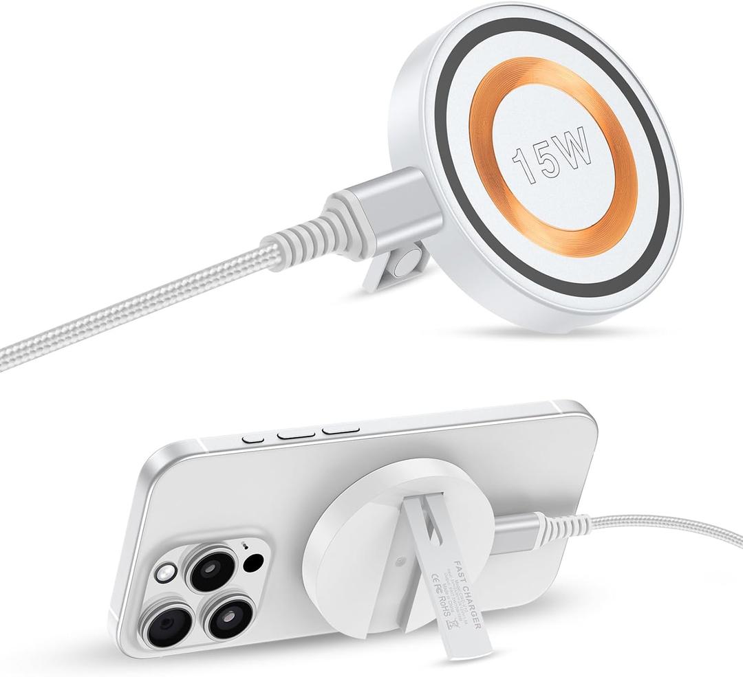 Magnetic Charger for Android Samsung Wireless Charger Fast Charging for Samsung Galaxy S24 Ultra S24+ S24 S23 S22 S21 S20 S10, Magsafe Charger Kickstand for iPhone 17 16 15 Pro Max Plus 14 13 12
