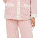 LYCY Women's Plush Fleece Pajama Set,Soft Cozy Pajama for Women Warm Sleepwear Lounge PJS (Medium, Pink+white)