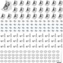 30 Set Silver 2020 Series Aluminum Extrusion Profile Connector, Includes 1pc Wrench, 30pcs 2028 Corner Bracket, 60pcs T-Slot Sliding Nuts and M5 Hex Screw Bolt for 20S Aluminum Rail Accessories
