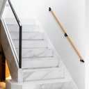 Dolibest 3-10 ft Wood Handrail Indoor Stairs Handrail Wall Mount Handrail w/Sturdy Metal Barckets, Non-Slip and Comfty Handrail Barrier-Free Staircase Grab Bar for Elderly, 1-1/2'' Round