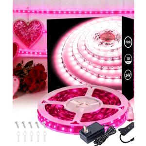 Pink Led Strip Lights 10 FT Rope Light Easy DIY Princess Girls Bedroom Decor Cuttable Strips Light for Baby Room Bathroom Living Room Kitchen Ceiling Wall Vanity Mirror Decoration