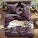 Monbix Full Size Comforter Set, Italian Plum Bedding Comforter for Full Size Bed Set Reversible, Bedding Sets Full 7 Pieces, Cationic Dyeing Bed in a Bag with Comforter, Sheets, Pillowcases & Shams