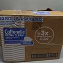 Cottonelle Ultra Clean Toilet Paper with Active CleaningRipples Texture, Strong Bath Tissue, 32 Family Mega Rolls = 176 Regular Rolls (8 Packs of 4)