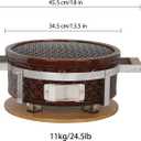 Yakitori Ceramic Charcoal Brown Grill, Round Hibachi Japanese Tabletop BBQ Gill With Grid Lifter and Stainless Steel Grate For Indoor/Outdoor Backyard Cooking, 16"x9"