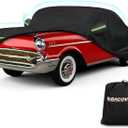 Waterproof Car Covers for Chevrolet Bel Air/150/210 1950-1957 Sedan/Coupe/Hardtop, 420D Oxford Cloth Sun Heat Protection Outdoor Full Covers with Driver Side Zipper Windproof Heavy Duty All Weather (Black)