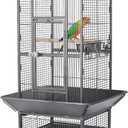 HSM 62 Inch Wrought Iron Large Bird Flight Cage with Rolling Stand for African Grey Parrot Cockatiel Sun Parakeet Conure Lovebird Canary