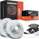 A-Premium 11.34 inch(288 mm) Front Drilled and Slotted Disc Brake Rotors+Ceramic Pads Kit Compatible with Audi and Volkswagen Models - Jetta 2005-2014, A3/A3 Quattro 2009-2010, EOS 09-12, Golf 10-11