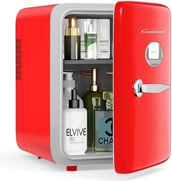 CUTIEWORLD Skincare Fridge  4L Mini Fridge for Bedroom, Office and Car, for Refrigerating Makeup, Skincare and Food, Cooler and Warmer, Beverage Cooler, Red