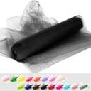 Black Tulle Fabric Rolls, 54 Inch by 10 Yards (30 ft) Tulle Ribbon for Wedding Party Decoration Sheer Fabric Spool Bolt, Ceiling Decor, Tutu Skirt, Christmas Gift Wrapping, Soft & Drape (Black)