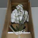 Oairse Artificial White Phalaenopsis Orchid Flower Arrangements Faux Orchid Flower in Gold Pot Orchid Centerpiece for Dining Room Table