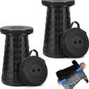 Upgraded Collapsible Stool 2-Pack, 620lbs Max Weight, Lightweight Yet Sturdy, Portable Retractable Foldable Telescoping Camping Stool for Adults Outdoor Fishing Hiking Travel BBQ (Black/Black)