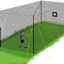 Upgraded Baseball Batting Cage Net and Metal Frame, 22x12x8FT Baseball & Softball Cage Nets with Steel Poles Frame, Portable Enclosed Batting Hitting Cages for Backyard Training Outdoor