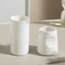 Modern White Mini Ceramic Creamer Container and Small Coffee Milk Pitcher, Minimalist Design(3 oz/4 oz for 2)