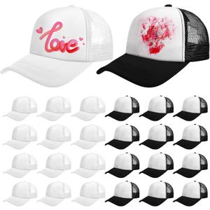 Vabean 24 Pack Sublimation Blank Cap Trucker Mesh Cap Unisex Plain Blank Baseball Hat for DIY Embroidery Sublimation Printing (One Size, Black, White) Vabean 24 Pack Sublimation Blank Cap Trucker Mesh Cap Unisex Plain Blank Baseball Hat for DIY Embroidery Sublimation Printing (One Size, Black, White)