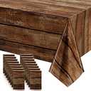 Irenare Brown Wood Grain Tablecloths Rustic Plastic Table Covers for Rectangle Table, Vintage Farmhouse Tablecloth Decorations for Western Barn Birthday Wedding(2 Pcs,54 x 108 Inches)