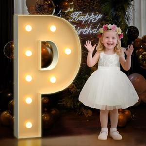 3FT Marquee Light Up Letters, Large Marquee Letters P for Party Decorations, Big Baby Letters for Baby Shower Birthday Party Decor Wedding Engagement, Mosaic Letters for Balloons Pre-Cut DIY Foamboard