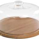 10.2''Glass Dessert Dome with Base, 11.8"Decorative Cake Tray with Glass Dome Cover, Cake Fruit Display Server Tray for Kitchen, Birthday, Weddings, Appetizer Dessert & Cheese Serving Platter