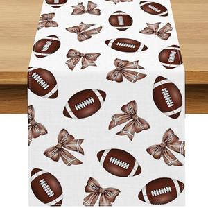 Buxiuer Football Bow Table Runner Fall Tailgate Party Decorations Touchdown Rugby Sport Theme Birthday Decor Dining Room Home Kitchen Island Decor, 13 x 72 inches