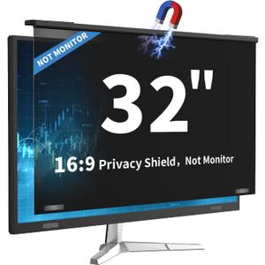 Magnetic 32 Inch Computer Privacy Screen for 16:9 Widescreen Monitor, Removable Hanging Anti-Blue Light Computer Screen Privacy Panel, Anti-UV Magnetic Attachment Monitor Privacy Screen