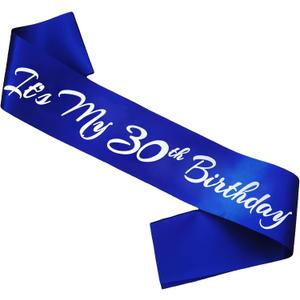 3 x It's My 30th Birthday Sash, Royal Blue Birthday Sash for 30th Bday Party Supplies, Gifts for Women or Men Bday Party Favors