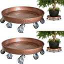 SIAMO 16" Heavy Duty Plant Caddy (430lbs Capacity)-Lockable Non-Scratch Swivel Casters Rolling Plant Stand Saucer for Large Ceramic Planters & Heavy Trees,2 Pack,Copper