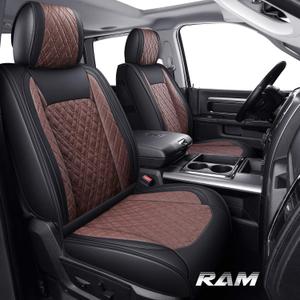YIERTAI Car Seat Covers for Dodge Ram Fit 2009-2026 1500 2010-2026 2500 3500 Classic Bighorn Longhorn Laramie Tradesman Truck Brown Full Set