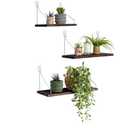 MITIME Floating Shelves Set of 3 Rustic Solid Wood Floating Shelf Wall Storage Shelves for Living Room, Bedroom, Bathroom, Kitchen Laundry, Office.no Drill Shelf.(Retro Color L+M+S)