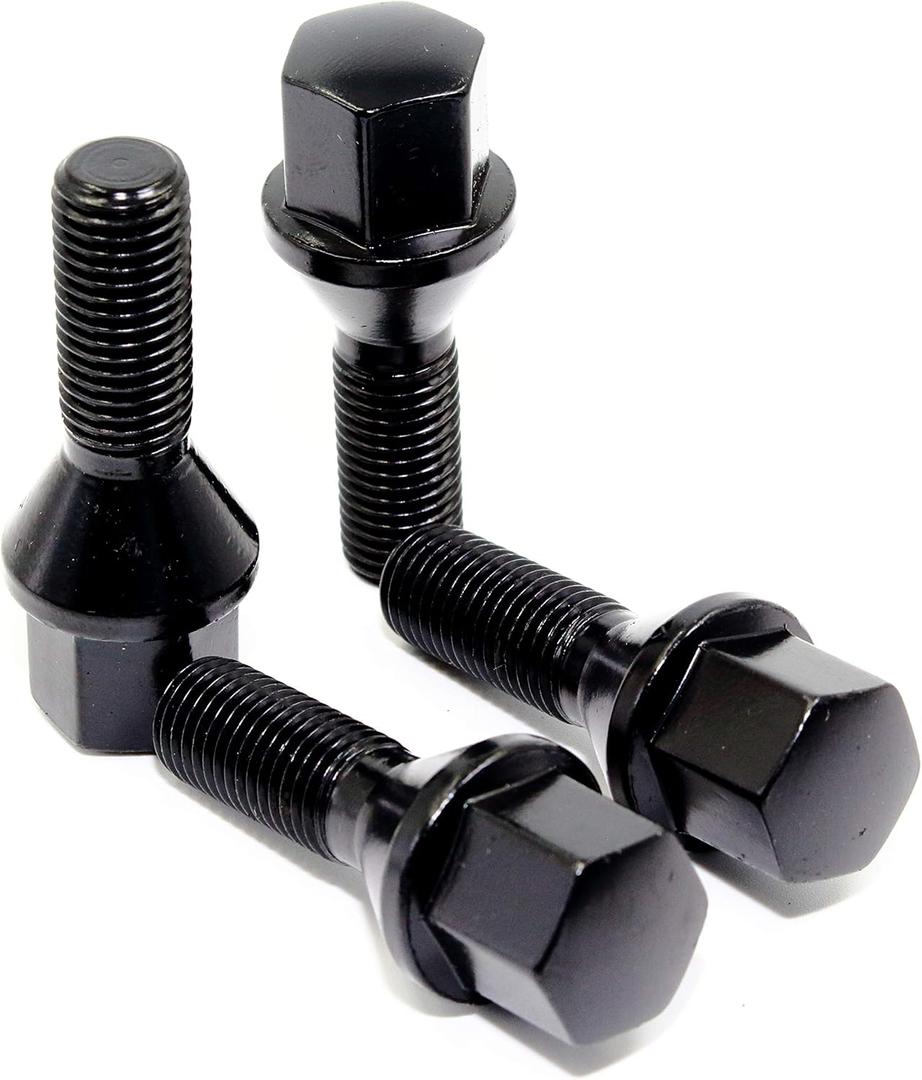 Set of 20 Veritek 14x1.5mm Black Wheel Lug Bolts for Aftermarket Custom Wheels Conical Seat 2.16 Inch 28mm Shank 17mm Hex