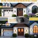 Dawn To Dusk Outdoor Light Fixture Modern Exterior Wall Light, 3-Tier Black Outdoor Wall Sconce, 15.7 IN Outdoor Lights For House,Front Door, Patio, Warm White 24 W Outside Porch Lights 2 Pack