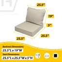 AAAAAcessories Outdoor Seat Cushions for Chairs, Fade-Resistant, Waterproof Patio Furniture Replacement Cushions, 25.5" x 25.5" x 5" + 25.5" x 19", Beige