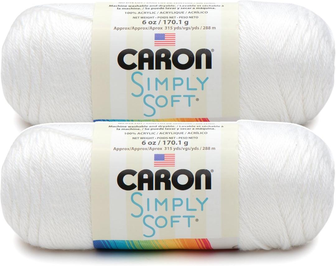 Bulk Buy: Caron Simply Soft Yarn Solids (2-Pack) (White)
