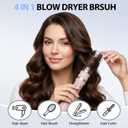Rotating Hair Dryer Brush, Blow Dryer Brush with 3 Heads for Drying Styling Volumizing Curling Sleeking in One Step, 3 Temperatures, Negative Ionen, Ceramic Coating, 360 Rotating, Pink