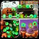 120 Pcs Halloween Luminous Mini Resin Eyeballs Bulk Small Resin Skull Tiny Cross Figurine Small Coffin Statue Miniature Decor for Halloween Party Fun Prank Party Favors Accessories