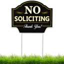 Signs Authority No Soliciting Sign for House - 11.5"x9" Durable Coroplast with Metal H-Stake - No Solicitors Sign for Front Door - Non-Reflective No Soliciting Yard Sign Deter Door Knockers