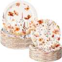 Mumufy 100 Pack Fall Wild Floral Paper Plates 9" & 7" Disposable Autumn Wildflower Cake Dessert Plates Watercolor for Dinner Wedding Baby Shower Birthday Fall Tea Party Decoration Supplies