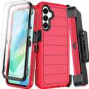 for Samsung Galaxy A16 5G Case with Belt Clip Holster,2X Screen Protectors & Kickstand,Heavy Duty Shockproof Drop Protection Bumper Military Grade Full Body Non Slip Rugged Durable Phone Cover