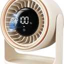 Gaiatop Desk Fan, Touch Control LED Display Small Portable Fans, 5 Speeds Strong Wind, Ultra Quiet Rechargeable 4000mAh Battery Operated Table Desktop for Bedroom, Office (White Beige)