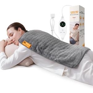 Super-Fast Heat Up Carbon Fiber Heating Pad: Back, Neck, Shoulder, Period Cramps Pain Relief, Muscle Relief, Deeper Relax, Moist/Dry Heat, Auto-Off, Machine Washable(Charcoal Grey-UPGRADED, 12" x 24")