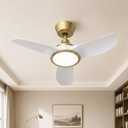 GREENEVER 36" Small Ceiling Fan with Light, Remote, Quiet DC & High Airflow Timer & Quiet & Reversible DC Motor, 6 Speeds, Eye Care, Dimmable Memory LED, Modern 3 Blade Fans, 6.34"D x 36"W x 12.68"H