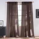NICETOWN Linen Brown Curtains 102 inches Long for Bedroom, Rod Pocket & Back Tab Privacy Added with Light Filtering Thick Flax Linen Burlap Window Treatments for Living Room, W55 x L102, 2 Panels