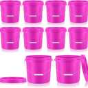 Tioncy 10 Pcs 2 Gallon Plastic Bucket with Lid Heavy Duty 2 Gallon Bucket Pail with Lid Handle for Storage Container Home Household Cleaning (Pink)