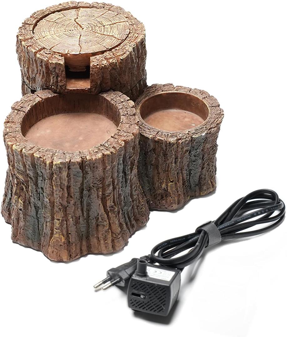 550ML Reptile Water Fountain with Food Dish  Terrarium Drinking Fountain for Bearded Dragon, Gecko, Chameleon, Lizard, Tree Frog & Turtle  Keeps Water Clear, Easy-to-Use Water Dispenser