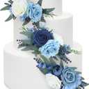 Rinlong 3Pcs Pre-made Cake Flowers Navy Blue Cake Decorations Wedding Cake Decorating Flowers Decor Christening Birthday Baby Shower Baptism Party Cake Toppers